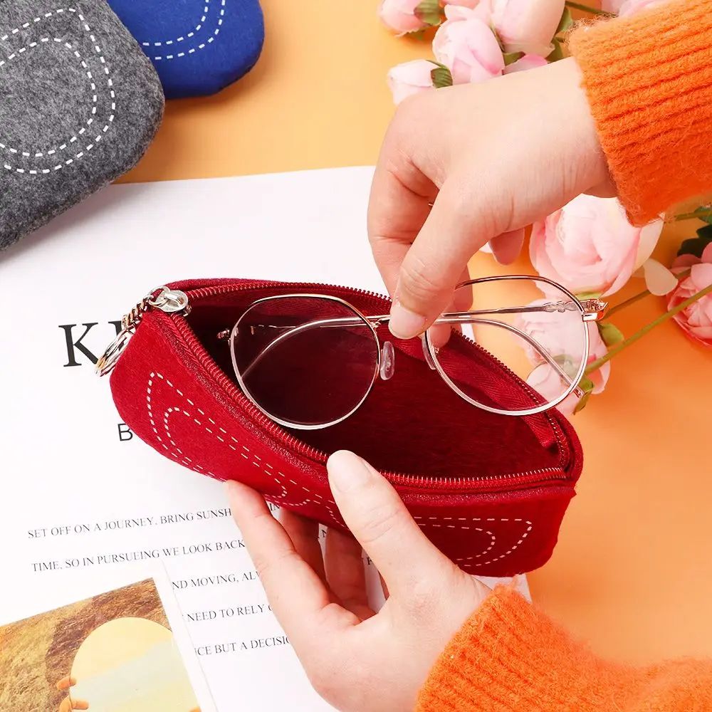 Portable Soft Felt Reading Glasses Zipper Pouch Glasses Box Sunglasses Bag Glasses Case Eyeglasses Sleeve