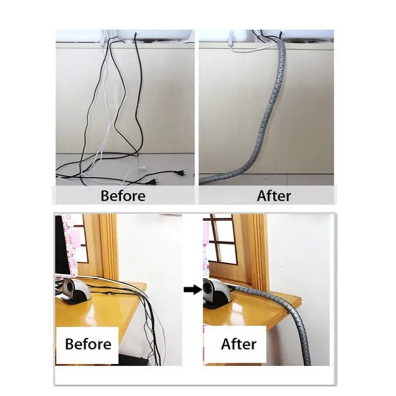 Cabo espiral organizador fio gestão protetor cabo dobadoura enrolado tubo manga desktop cabo de alimentação do computador armazenamento envoltório