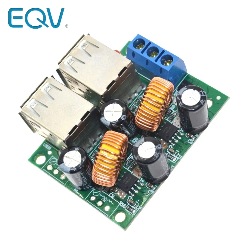 4-USB Port Step-down Power Supply Converter Board Module DC 12V 24V 40V to 5V 5A For MP3/MP4 Phone Car Equipment