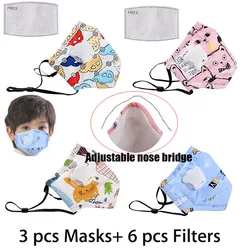 3pcs PM2.5 Children Cotton Anti Dust Mouth Mask Activated Carbon Filter With Breathing Valve kids Face Mouth Masks Respirator