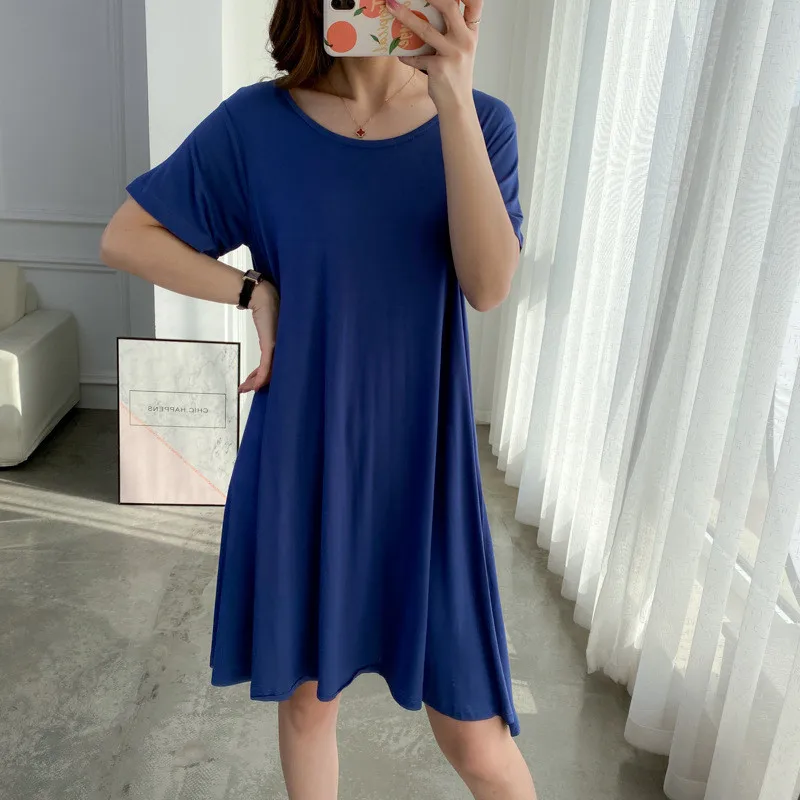 

Women's Dress New 2021 Spring Summer Household Wear Nightgowns Loose Modal Cotton Nightdress Ladies Nightshirt Vestido De Mujer