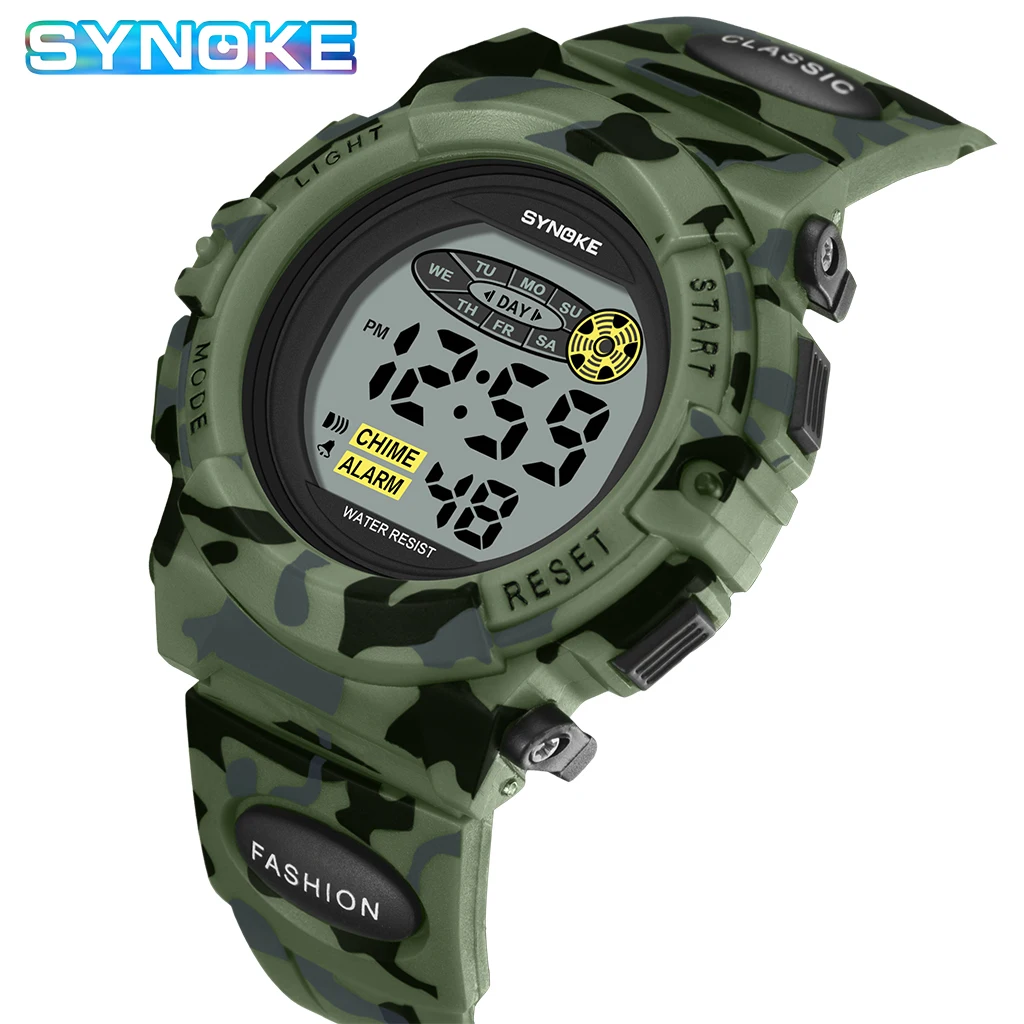 SYNOKE Kids Watches Waterproof Children\'s Sports Watch LED Camouflage Military Watch Montre Enfant Man Digital Watches Boy Gift