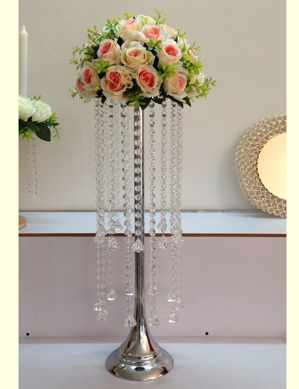 

crystal wedding centerpiece cling table chandelier flower stand wedding supply senyu0912