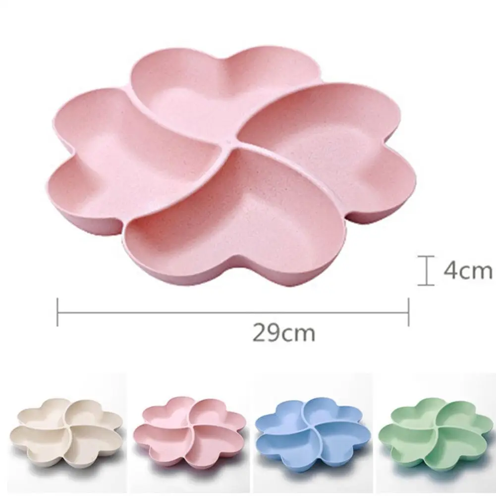 4-Compartment Heart Shaped Appetizer Serving Tray Plates Storage Box Dried Fruit Snack Plates Divided Candy Dessert Container