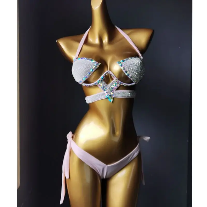 2020 venus vacation rhinestone sexy women bikini set bling stones swimwear diamond bathing suit biquini