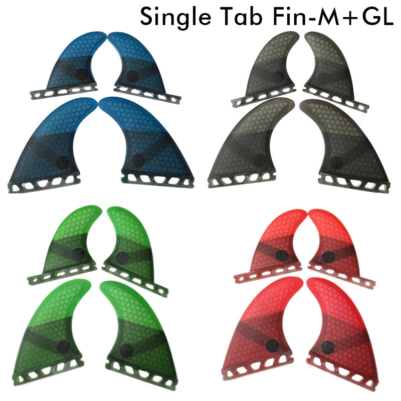 

Tri-quad fin set for surfboard, single table, m + GL, 4 color, honeycomb fiberglass