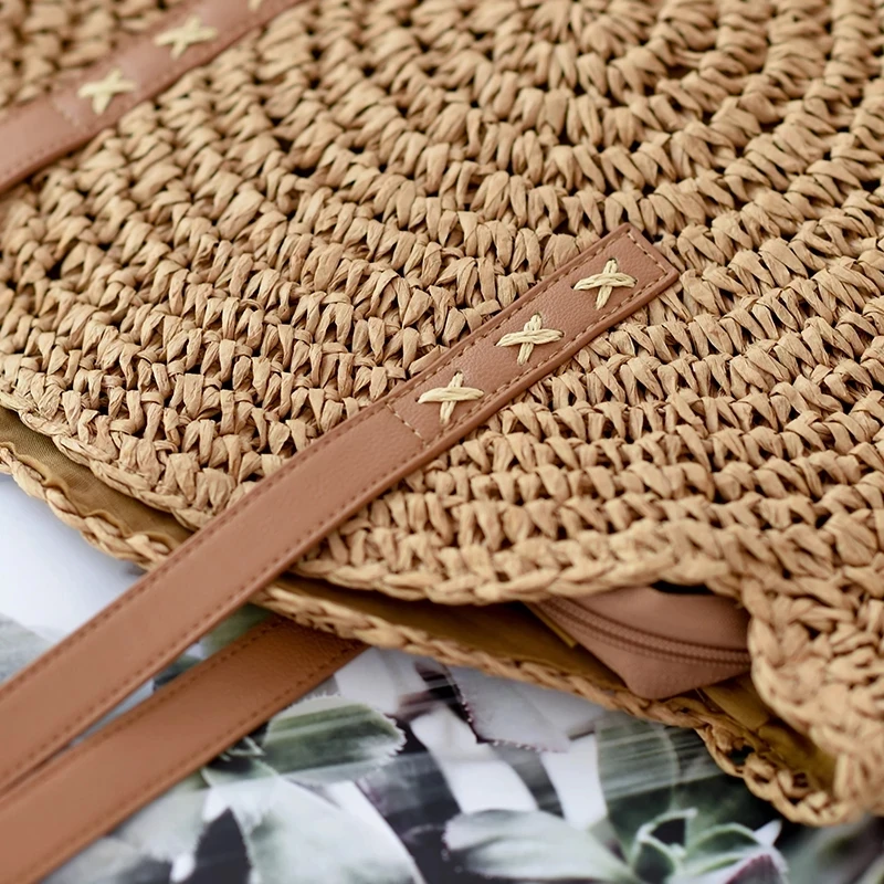 Casual Rattan Women Shoulder Bags Circle Straw Handbags Big Capacity Handmade Summer Totes Lady Round Bohemian Beach Clutch