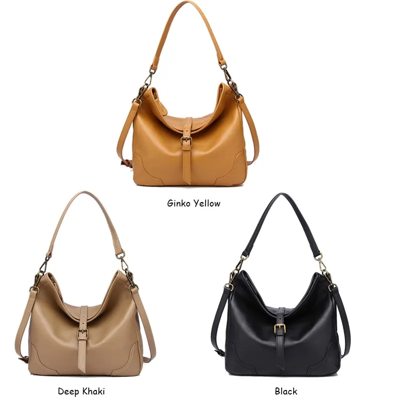 Luxury Women Leather Bag 2024 Fashion Hobos Lady Underarm Shoulder Bag Brand Designer Cowhide Female Totes Commuter Work Handbag