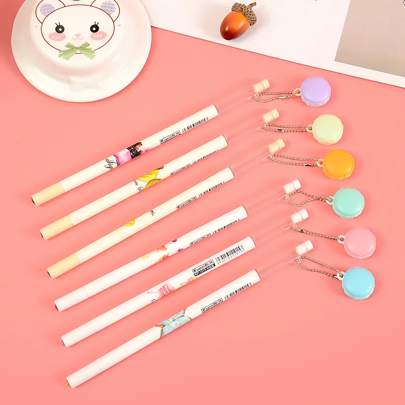 50PCS Korean Creative Dessert Mancon Pendants Gel Pen Dessert Pendant Black Pen Kawaii School Supplies Stationery