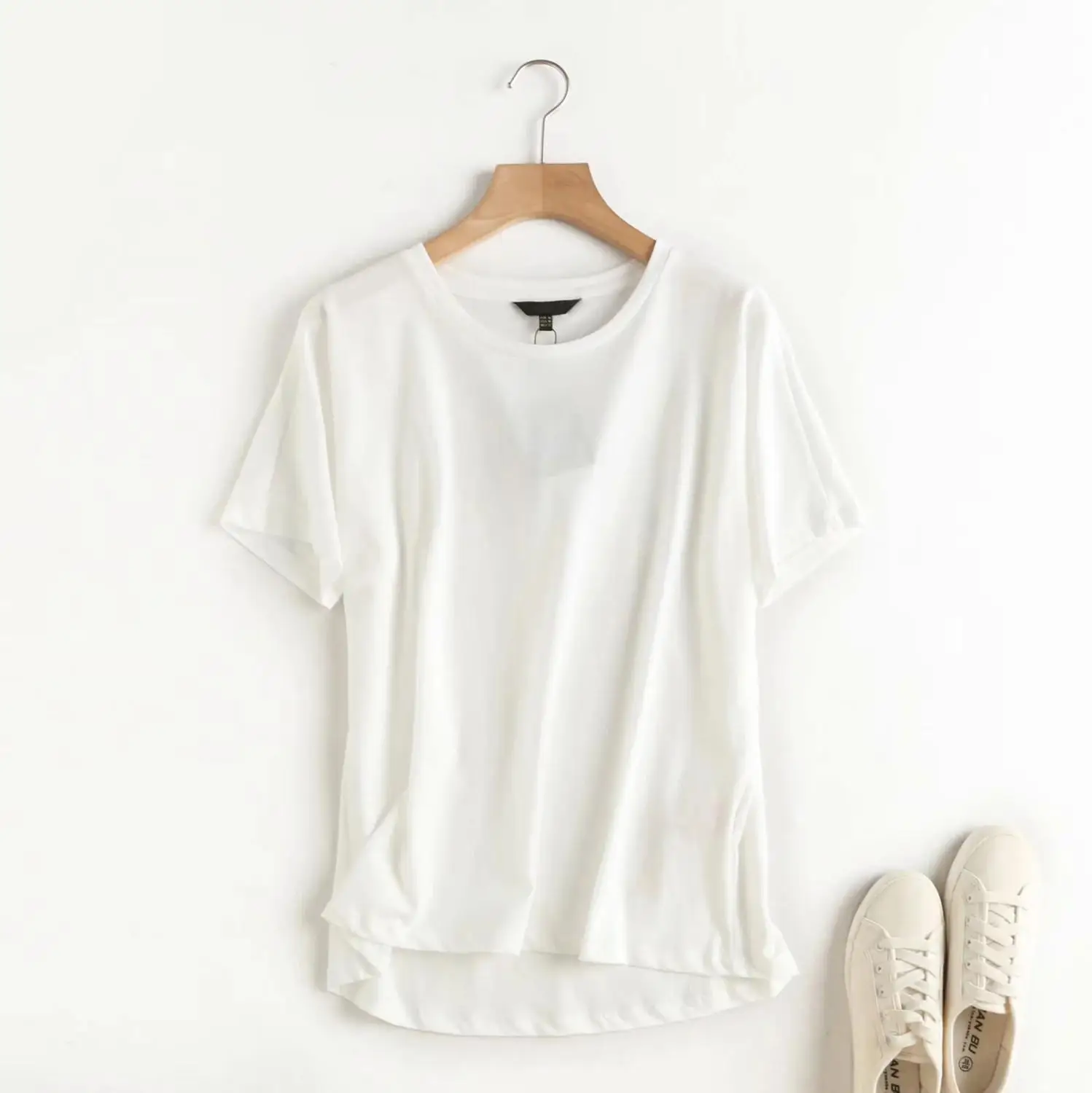 Maxdutti camisetas verano mujer 2024 enlgand style office summer t shirt women lady solid basic cotton simple harajuku tshirt