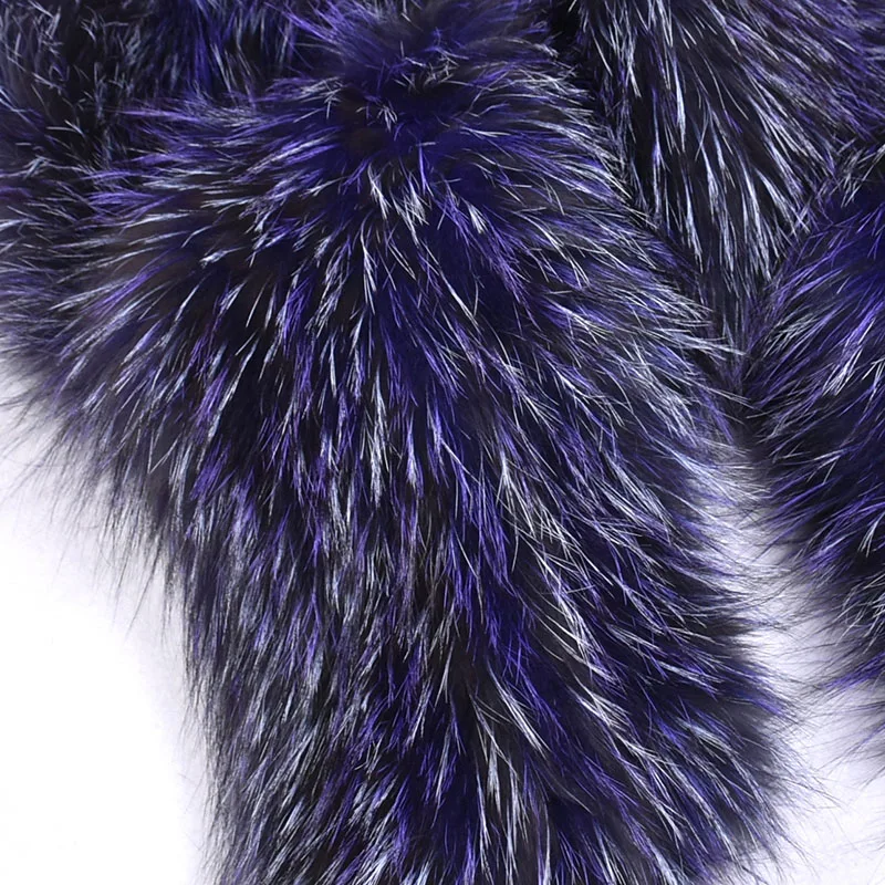 Besfilin Lengthened Natural Real Fox Fur Woven Scarf Collar for Women, Double Sided Knitted, Soft, Keep Warm, Autumn and Winter