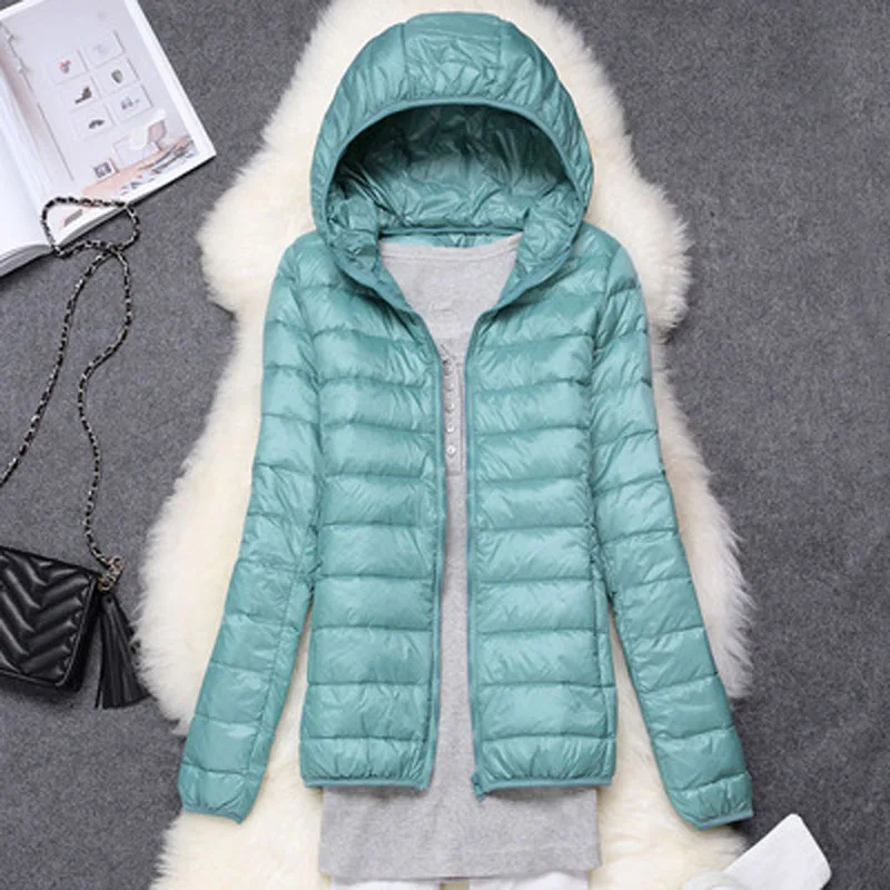 Spring Autumn Women Ultralight Thin Down Jacket White Duck Down Hooded Jackets Warm Winter Coat Parka Female Portable Outwear