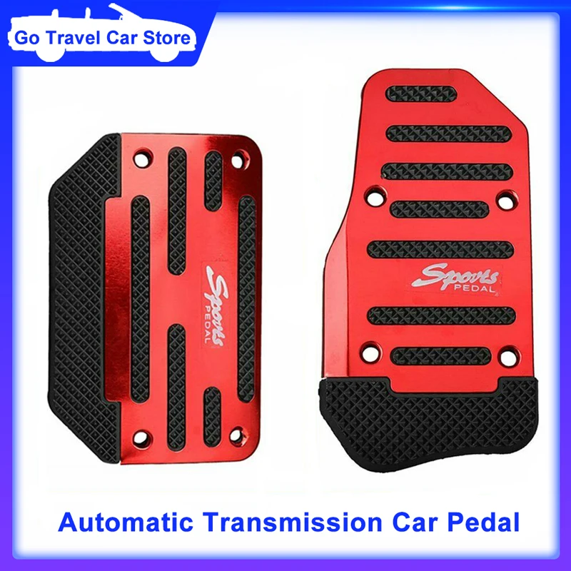 Universal Aluminum Automatic Transmission 2 Pcs Non-Slip Car Pedal Cover Set Kit Pedal Car Styling Red