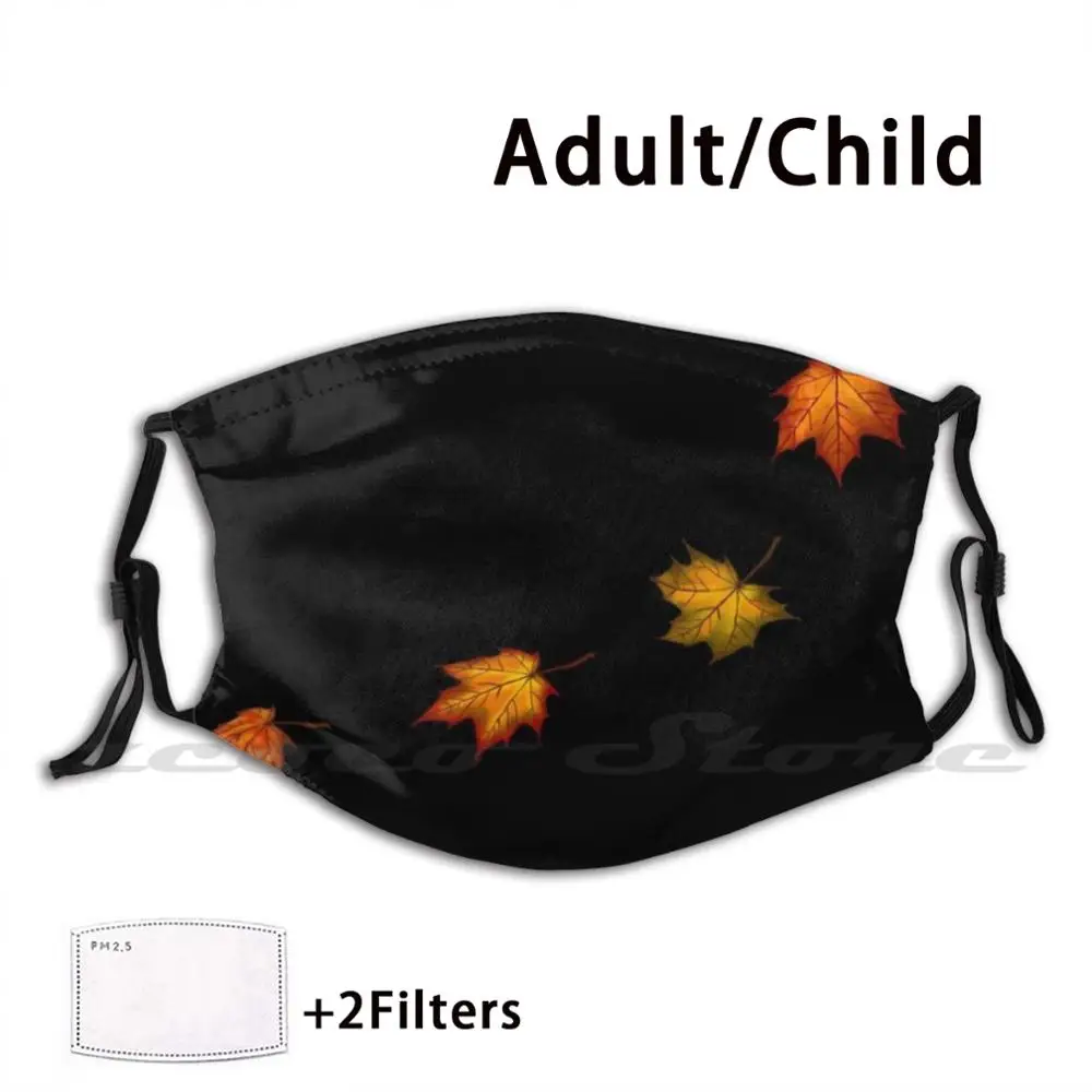 

Autumn Leaves Custom Pattern Washable Filter Pm2.5 Adult Kids Mask Arum Autumn Branch Breeze Wind Colour Fall Girls