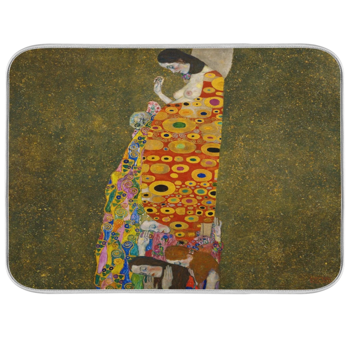 Gustav Klimt Painting Kitchen Dish Drying Mat Gold Pattern Tableware Pad Dish Mat Non-slip Water Absorbed Microfiber Placemat