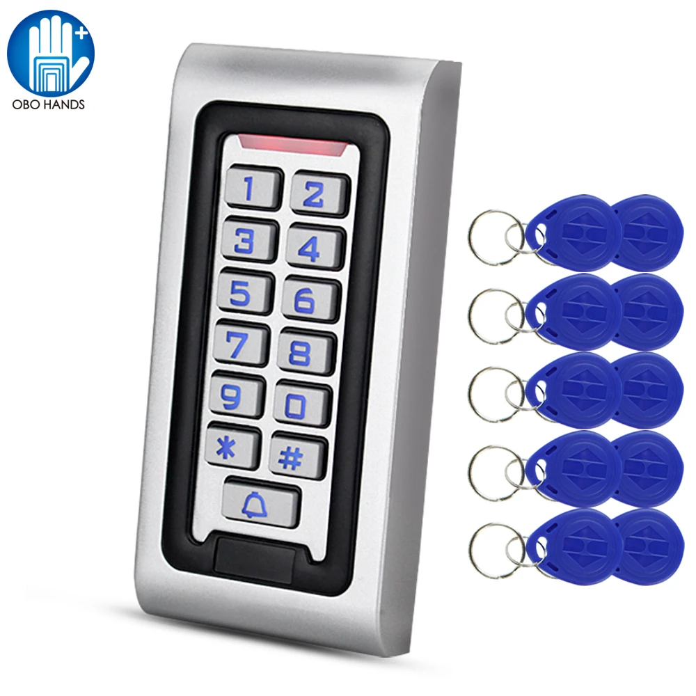 Outdoor IP68 Waterproof Access Control Keypad 125KHz RFID Keyboard Rainproof Metal Case Password Door Opener Key Cards for Home