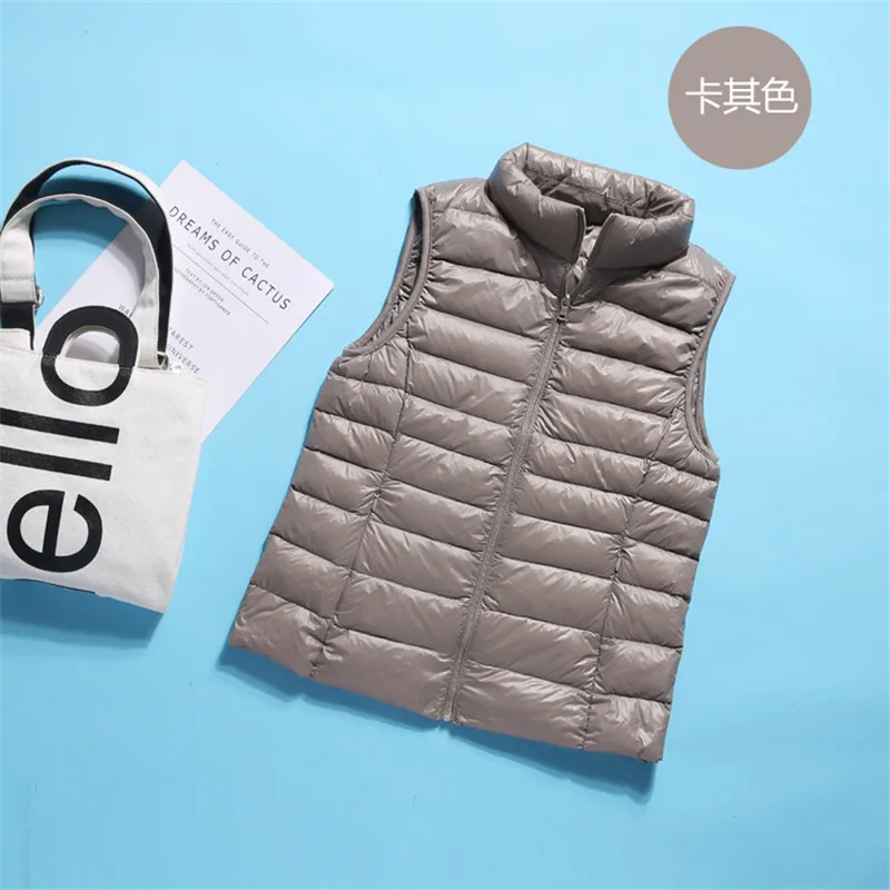 Plus Size 3XL Autumn Winter Women Sleeveless Waistcoat Jacket Ultra Light White Duck Down Vest Coat Ladies Short Outwears AB1957