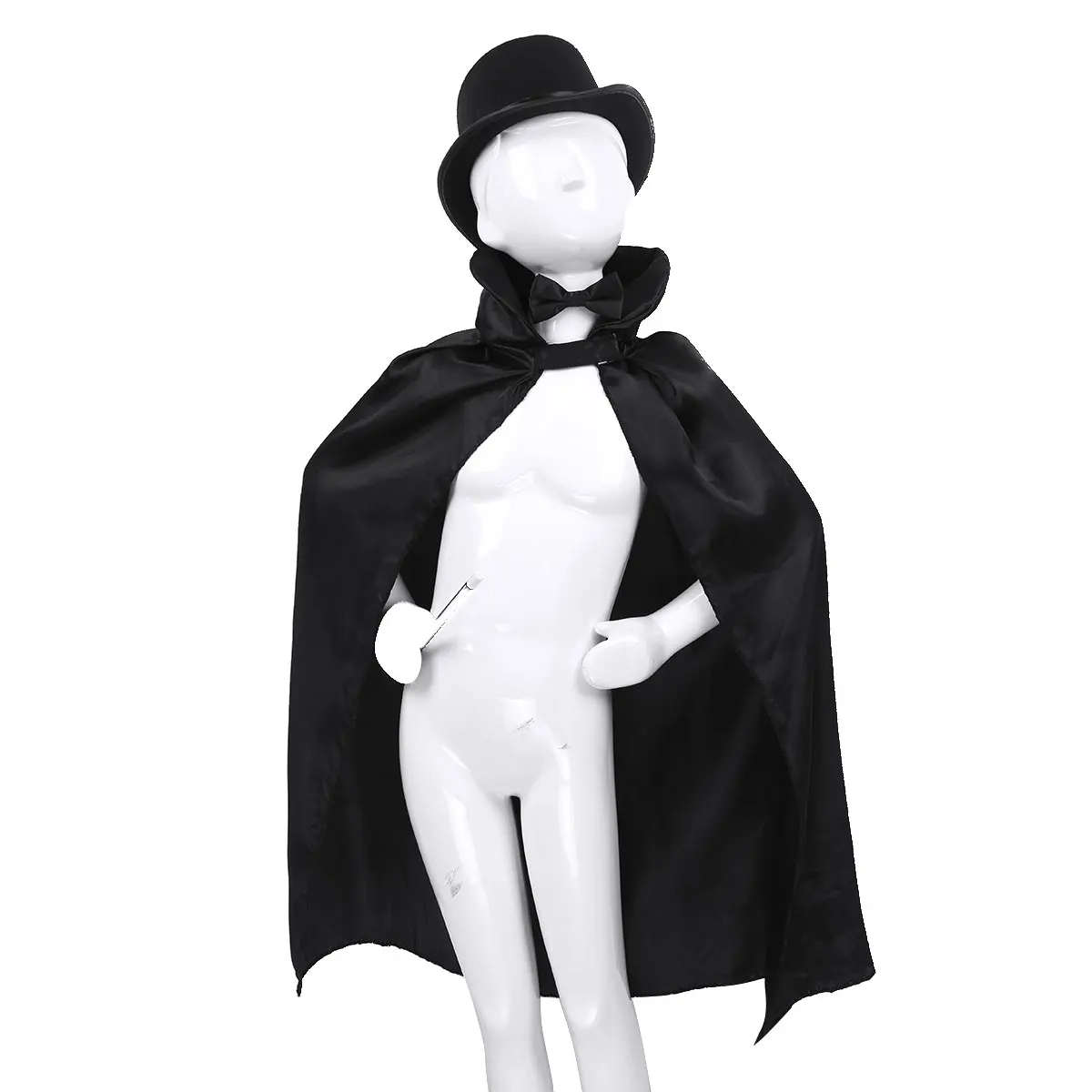 Kids Magician Role Play Costumes Outfit Boys Girls Halloween Magician Dress Up Cosplay Set  Top Hat Magic Cape Wand Gloves Kit