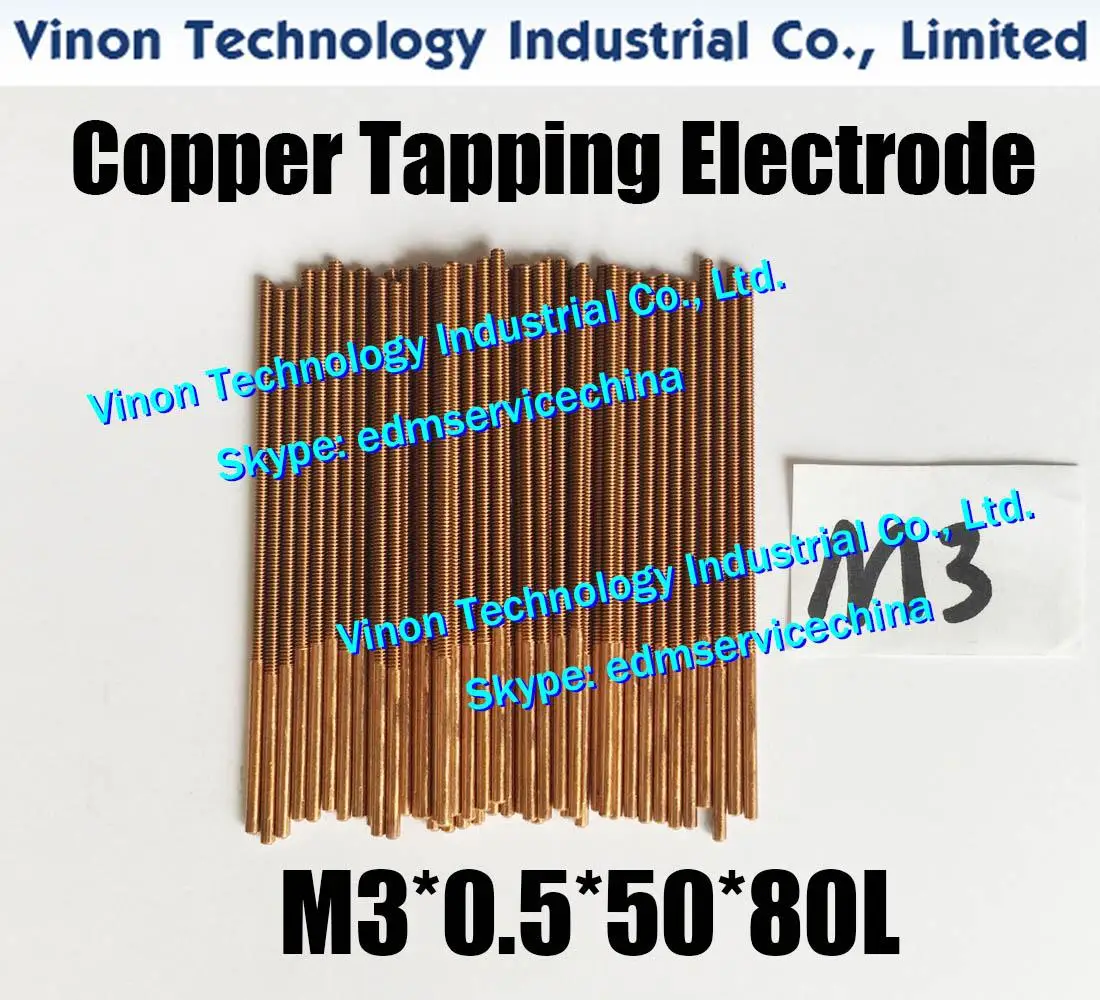 

(10pcs/lot) M3 Copper Orbiting Tapping Electrode without hole M3*0.5*50*80mm for EDM spark,edm copper threading electrode M3