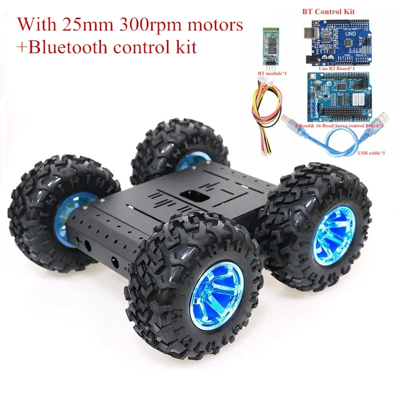 Wifi/Bluetooth/PS2 Điều Khiển 4WD Robot Thông Minh Ô Tô RC Bánh Khung Lắp Khung Xe 130Mm Cao Su Tắt Đường bánh Xe Bánh Xích Xe DIY