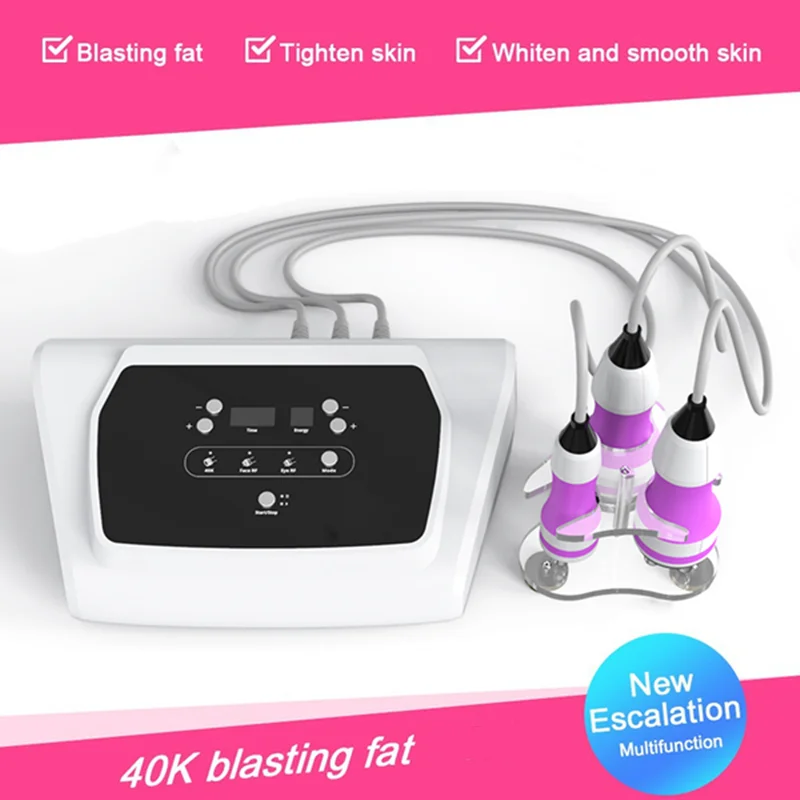 3 in 1 Ultrasonic 40K Cavitation Weight Loss Machine RF Radio Frequency Skin Tightening Body Facial Massager Home Use Device