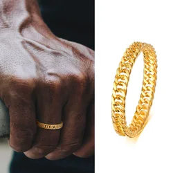 Cuban Ring, Curb Chain Ring, Stainless Steel Miami Link Rings,Streetwear Fashion Hip Pop Cool Ring, Everyday Jewelry 3 to 7 MM