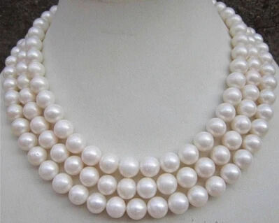 

8-9MM AAA NATURAL PERFECT ROUND SOUTH SEA WHITE PEARL NECKLACE 50" GE4558 Factory Wholesale price Women Giftword Jewelry