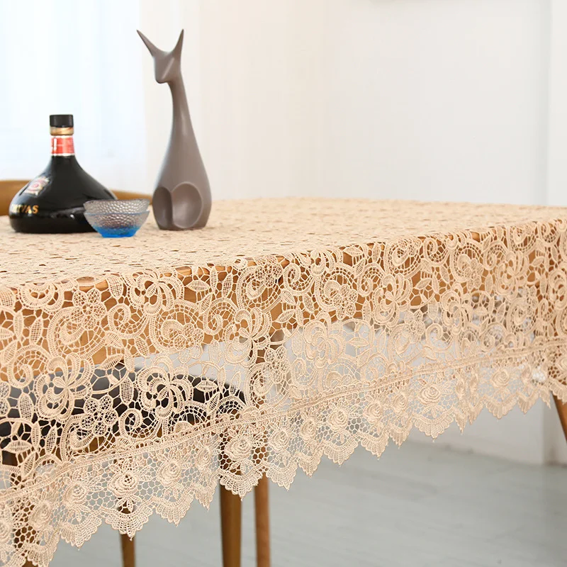 Pastoral style embroidery flower  tablecloth high-grade elegant lace hollowed-out simple tea table wine red TV cabinet cover