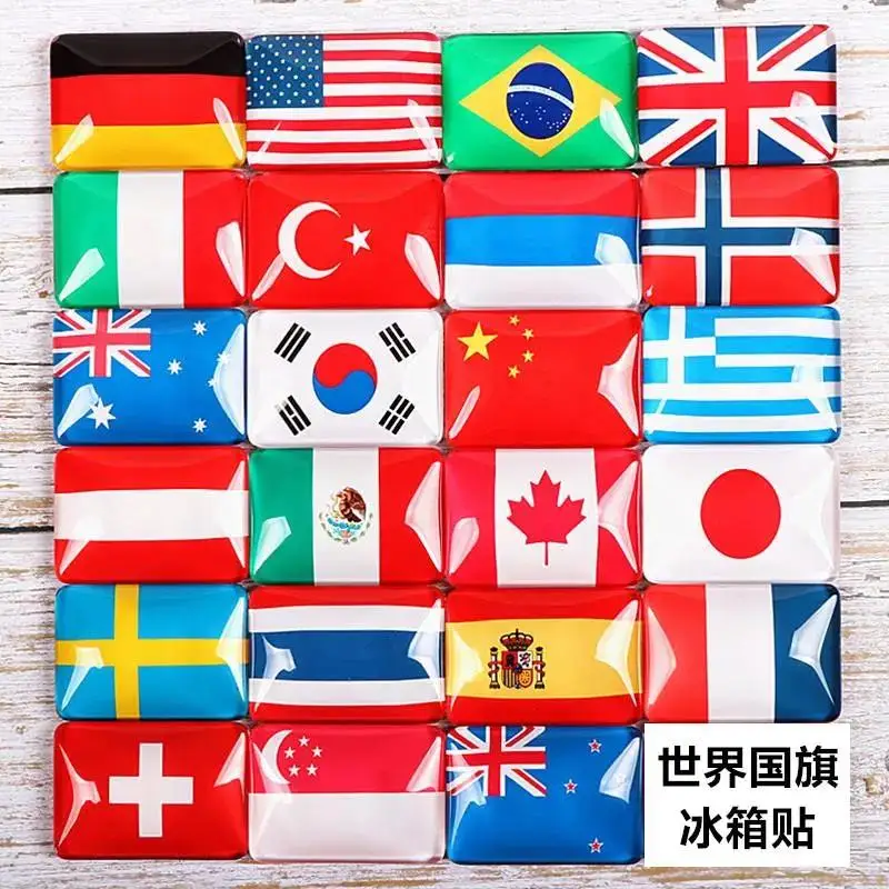 

1Pc World Country Flag Fridge Magnets For Home Kitchen Decorations Crystal Spain USA Brazil Russia Magnetic Refrigerator Sticker