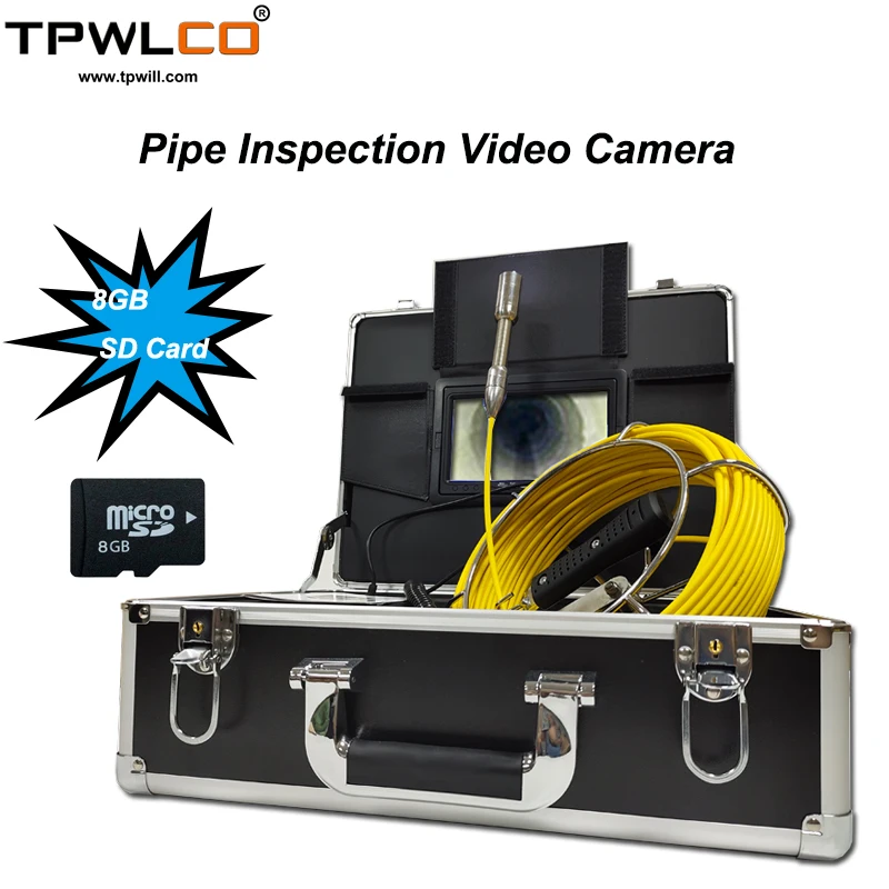 

TP9200 7" Screen Industrial Pipe Endoscope System With DVR Recording 8GB SD Card 20m/30m/40m/50m Cable 23mm Surveillance Camera