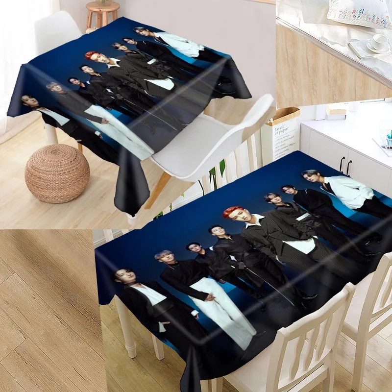 Ateez KPOP Tablecloth Oxford Fabric Square/Rectangular Dust-Proof Table Cover For Party Home Decor TV Covers New 0918