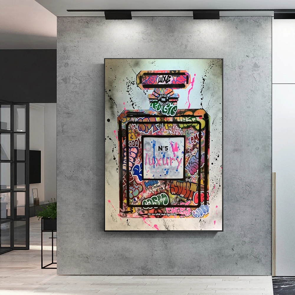Graffiti Perfume Street Art Canvas Print Painting Wall Picture Modern Fashion Women Living Room Home Decoration Poster