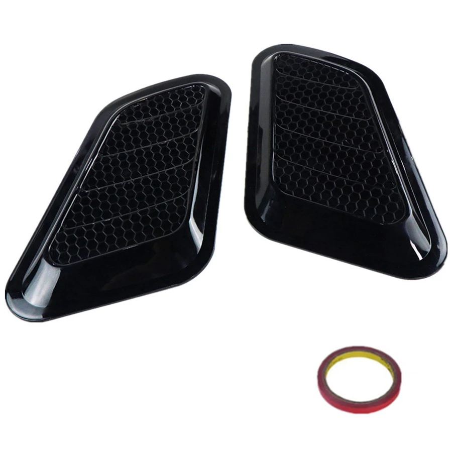 2 Pcs Car Air Flow Intake Scoop Hood Bonnet Vent Front Engine Cover Glossy Black