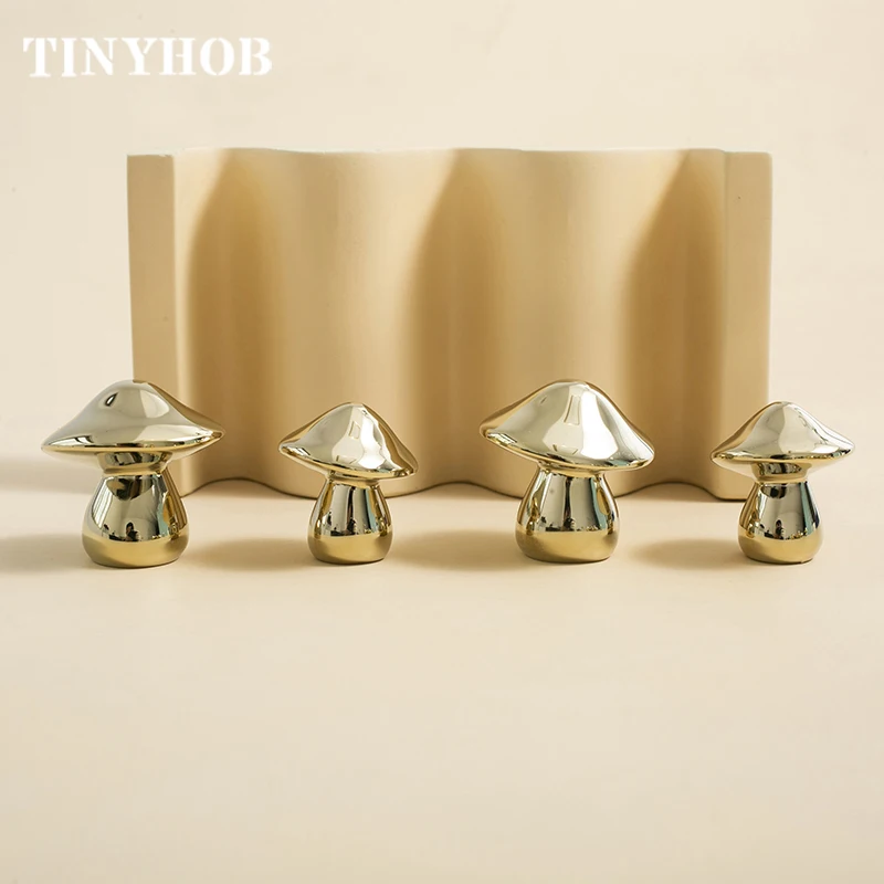 Mushroom shape/PVD Gold  Brass Furniture Handles Door Knobs and Handles for Cabinet Kitchen Cupboard Drawer Pulls Home Decor