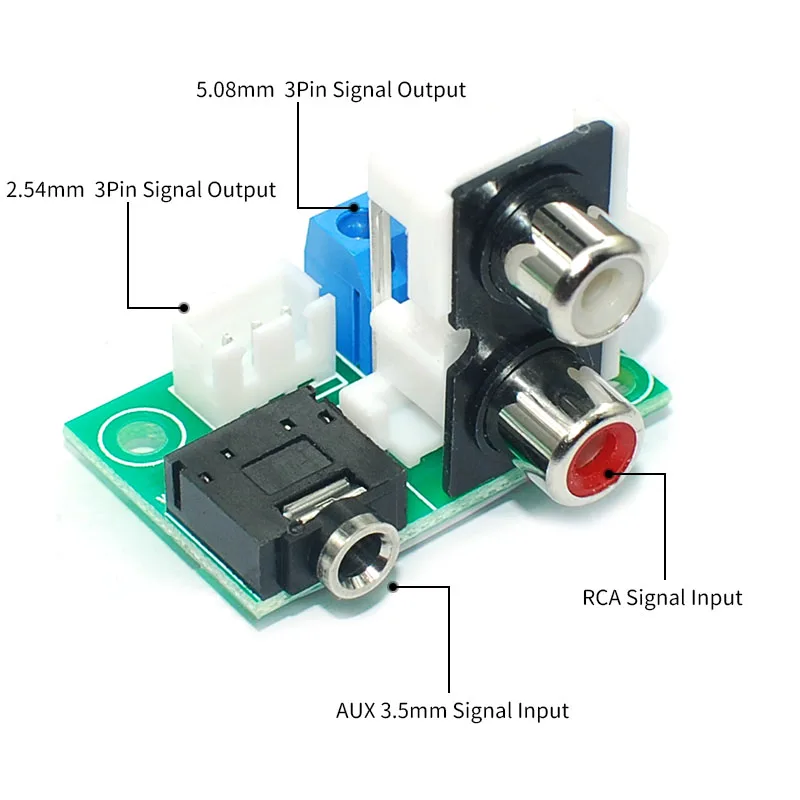 Connettore del segnale Audio AUX 3.5mm auricolare a scheda adattatore Jack XH2.54mm presa Audio 2RCA a scheda di connessione del segnale da 5.08mm