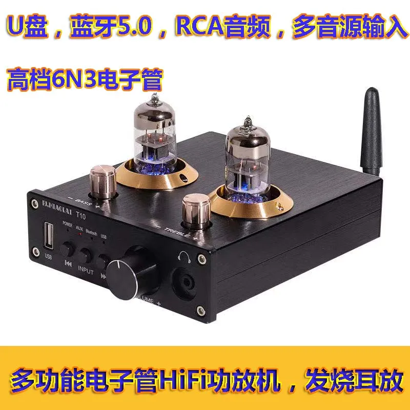 

PJ MIAOLAI T10 HiFi TPA3116 Bluetooth 5.0 6N3 Vacuum Tube RCA Audio U Disk Headphone Amplifier For Home Theater DIY