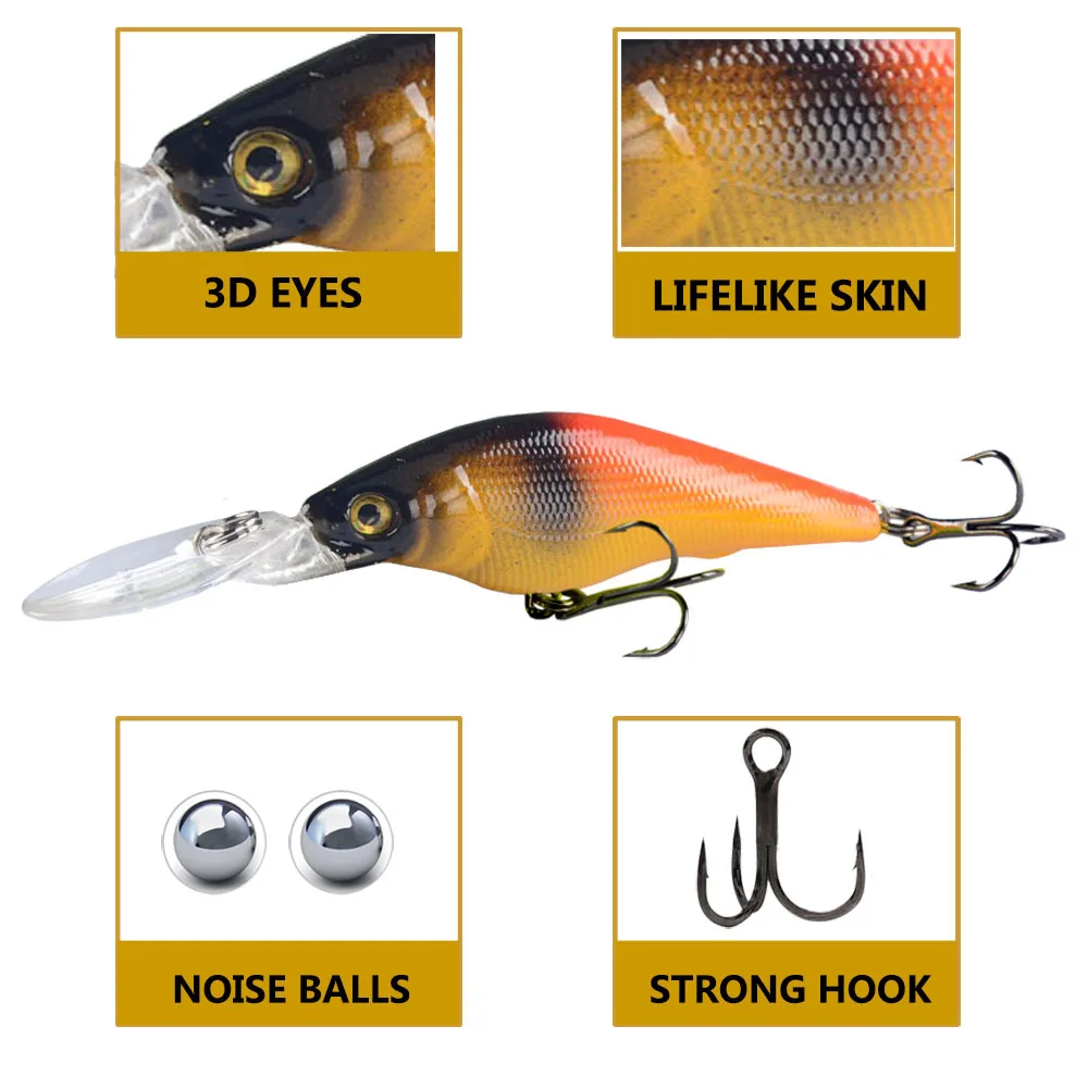 1 PCS 9cm 6.6g Minnow Fishing Lures Wobbler Hard Baits Crankbaits ABS Artificial Lure for Bass Pike Fishing Tackle