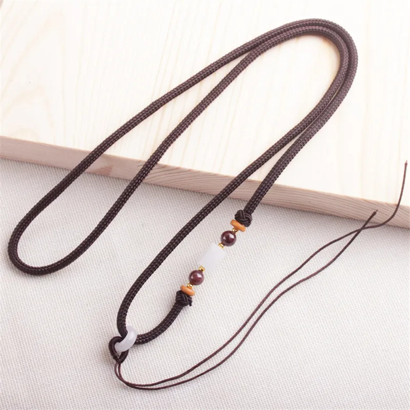 High-end ethnic style garnet with Bashan stone white tube beads necklace rope simple pendant rope