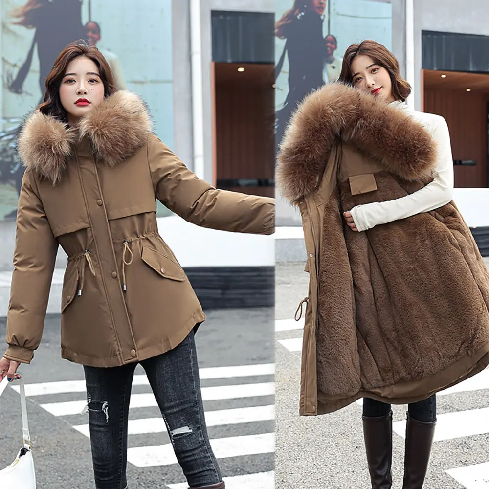 Vielleicht New Cotton Thick Warm Winter Jacket Coat Women Casual Short Parkas Winter Clothes Fur Lining Hooded Parka Mujer Coats