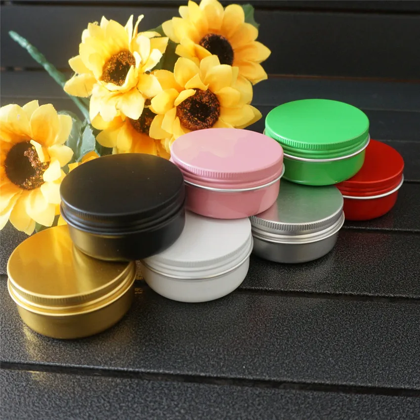 

50ml Black Cosmetic Round Aluminum Box Metal Tin Cans Empty Cream DIY 50g Refillable Jar Tea Aluminum Pot Black Containers