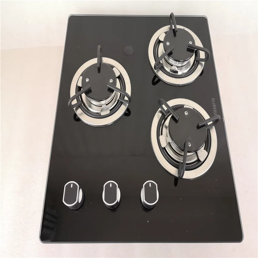 

3 Burner LPG Gas Stove Hob Tempered Glass 420*370*70mm Boat Caravan RV GR-B008