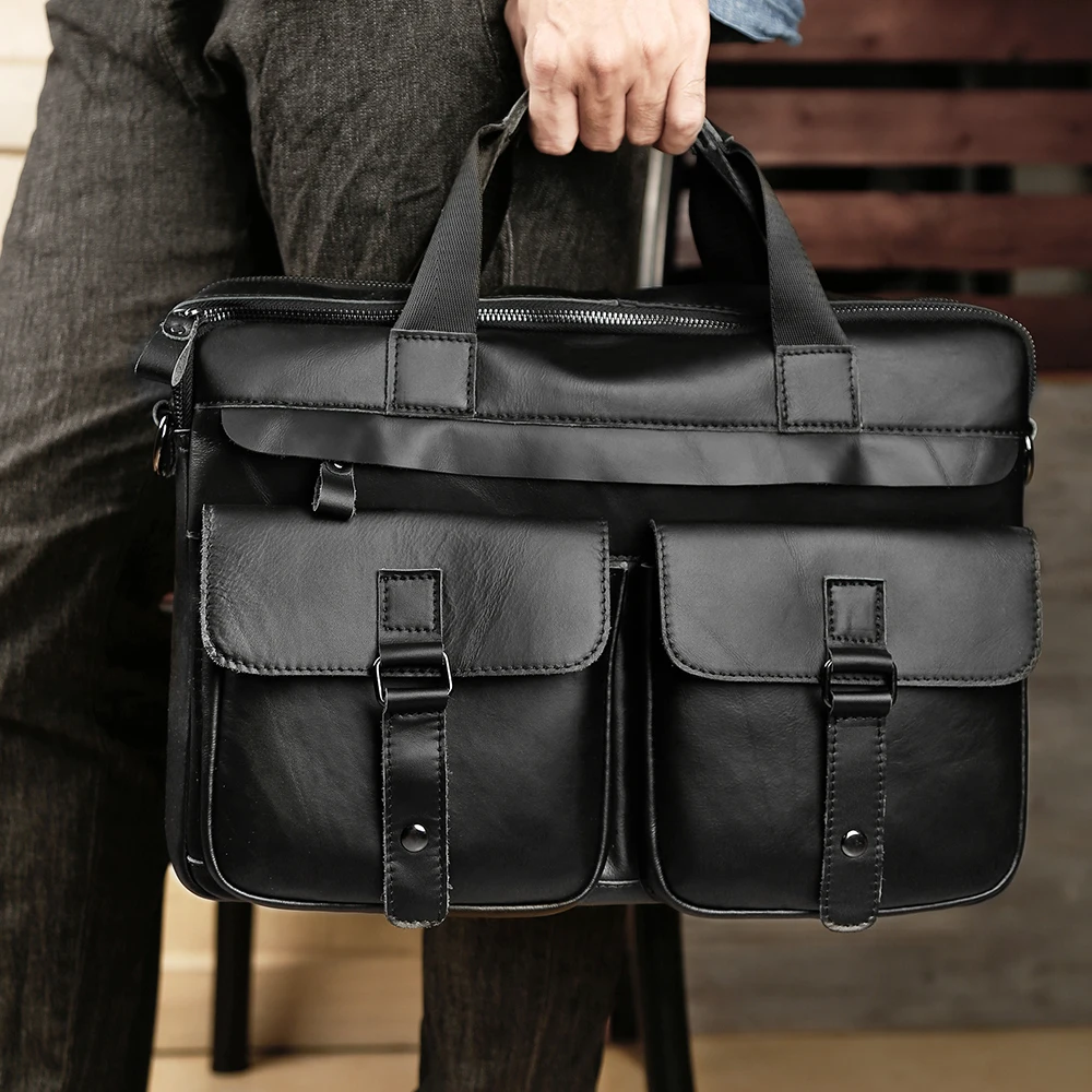 JOYIR-maletines de piel auténtica para hombre, bolso para ordenador portátil de 15,6 pulgadas, bolsos de oficina para documentos, bolso de mensajero