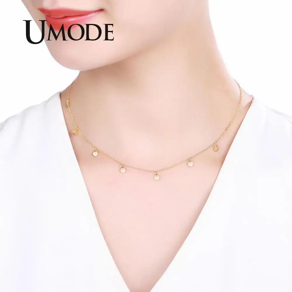 UMODE Heart-Shaped Link Chain Necklaces Metal Copper Plating Gold Color For Women Necklace Girl Gift UN0388