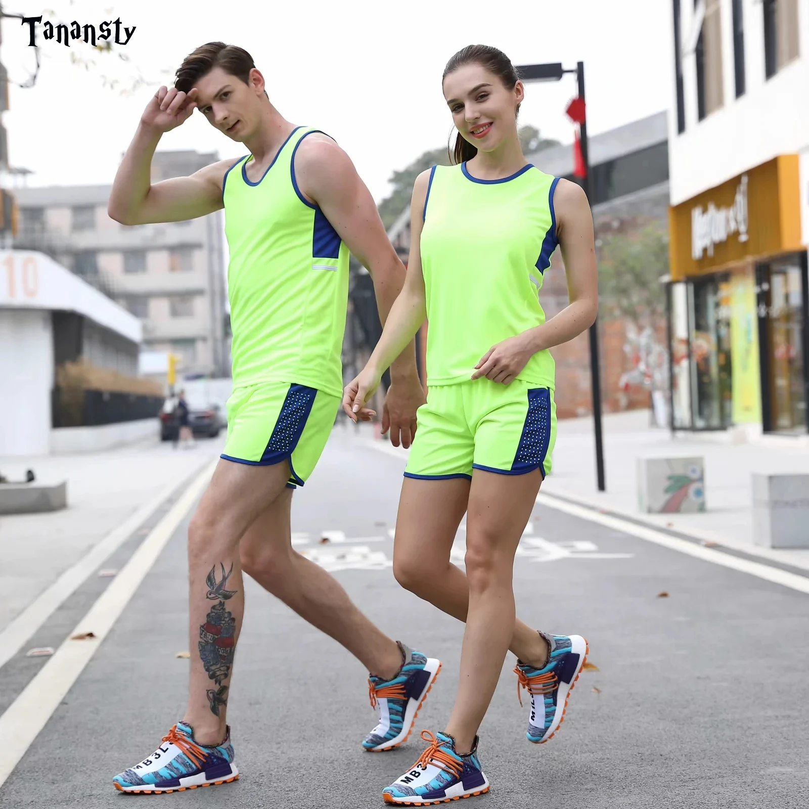 Conjunto de tênis de mesa esportivo para corrida, roupa esportiva para homens e mulheres, para corrida, academia