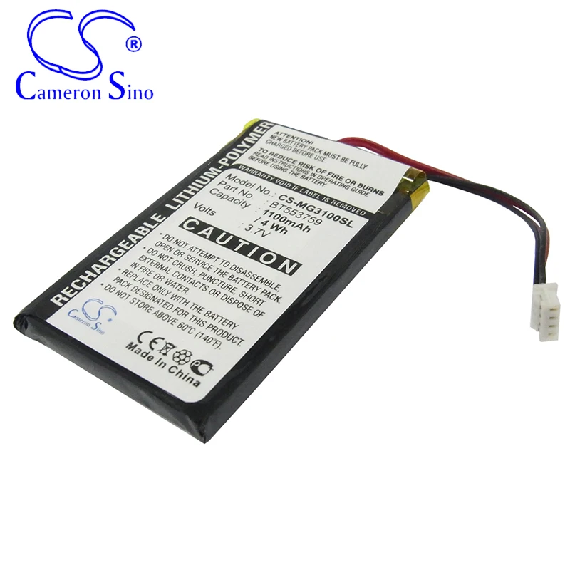 CameronSino – batterie pour typhon MyGuide 3100, pour GPS BT553759, pour navigateur 1100mAh, 3.70V, li-polymère noir