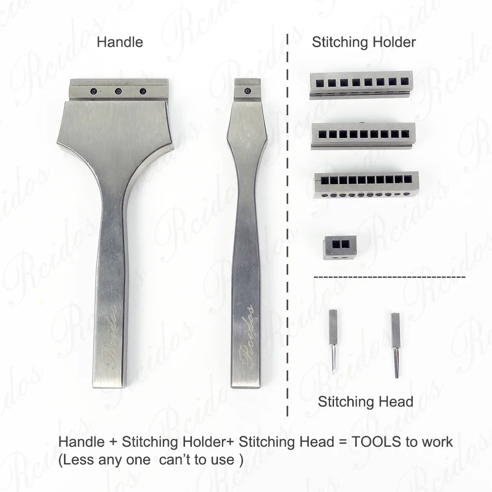 RCIDOS Interchangeable Watch belt hole Puncher,Hexagon/olive stitching hole punch tools,Combined type Manual Stitch hole cutter