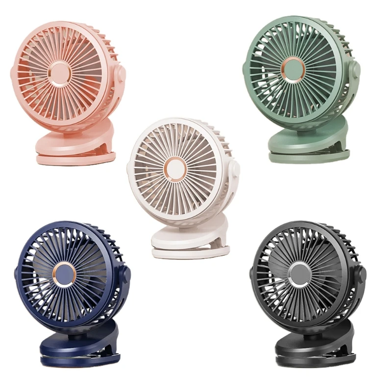 Grampo de 6 polegadas no ventilador de refrigeração portátil com 4 velocidades braçadeira resistente, 720 ° gire a energia de usb e a bateria operada para a mesa
