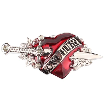 รักเจ็บหัวใจสีแดงเข็มขัดหัวเข็มขัดสำหรับแฟชั่นผู้หญิง