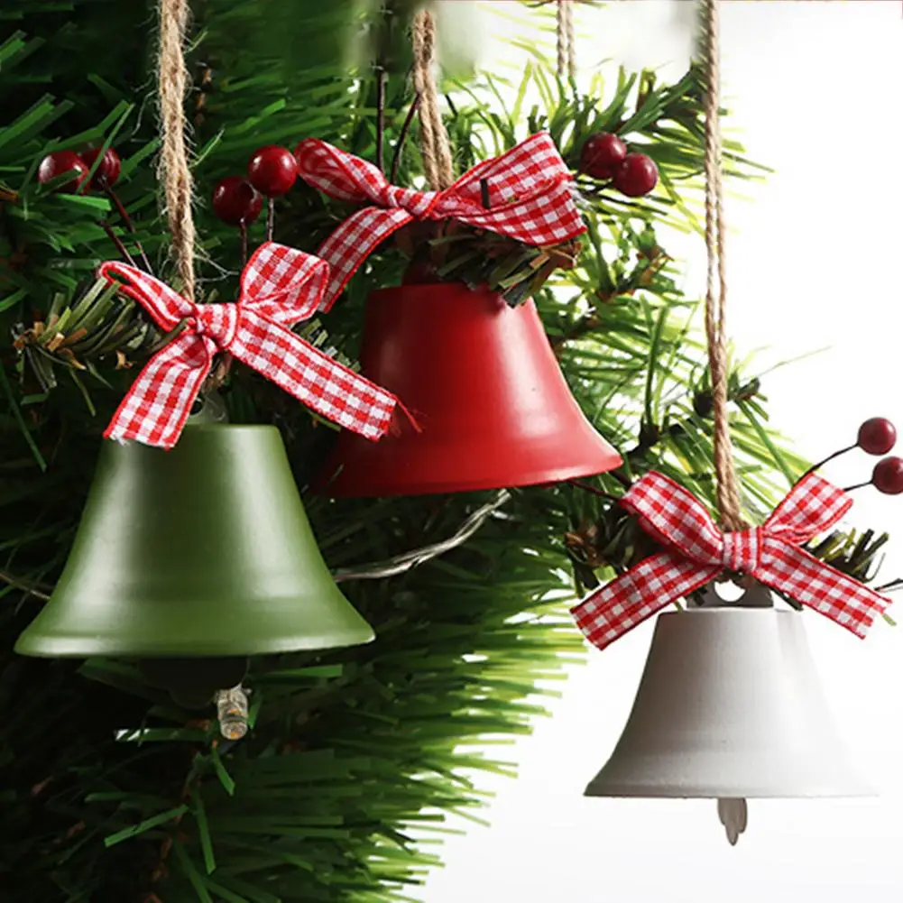 1PC Christmas Bell Red White Green Metal Jingle Bells Christmas Tree Hanging Pendant Ornament Christmas Decoration for Home