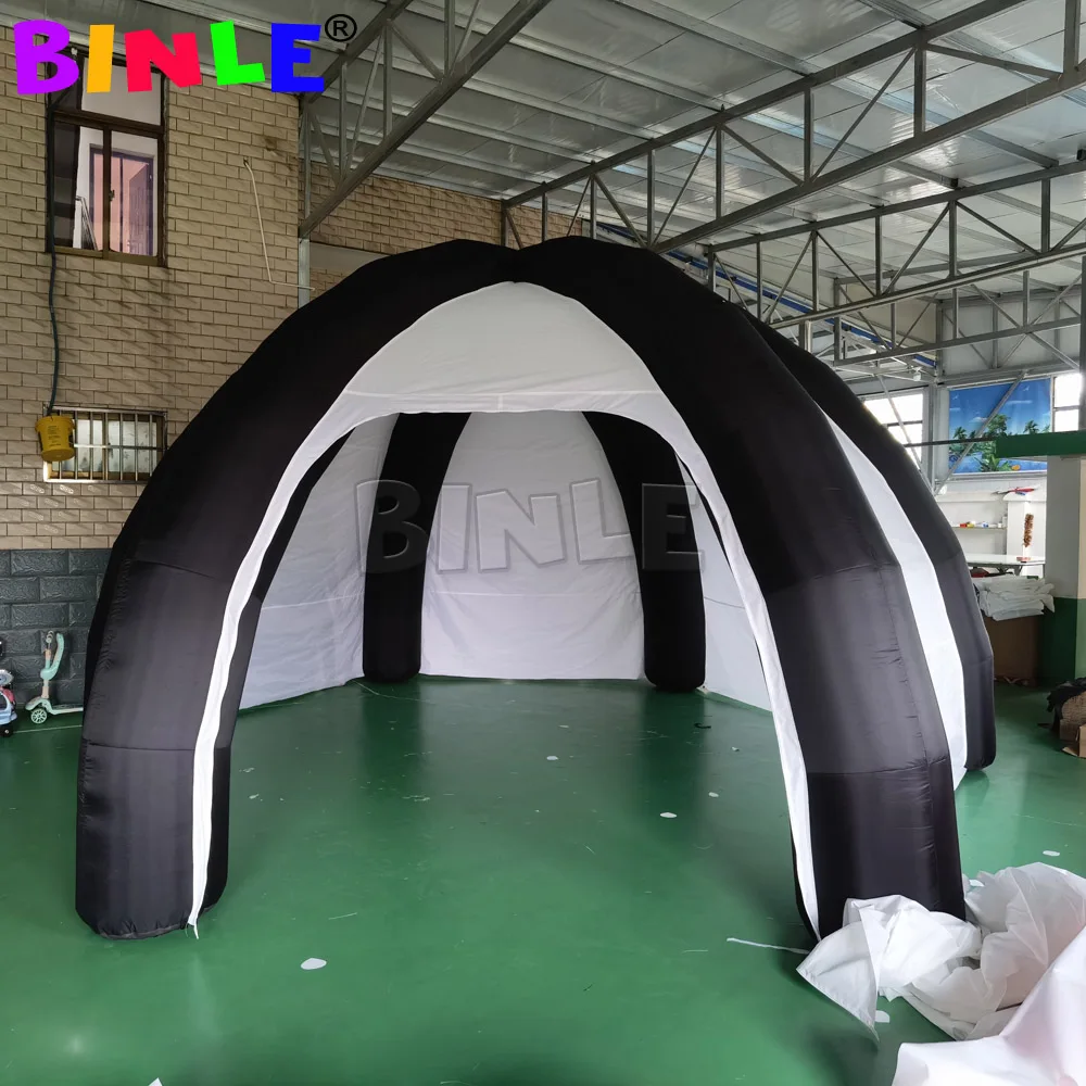 Lightweight 6m 8m 10m Portable Black Inflatable Spider Tent With Side Panels Promotional Dome Shelter For Event